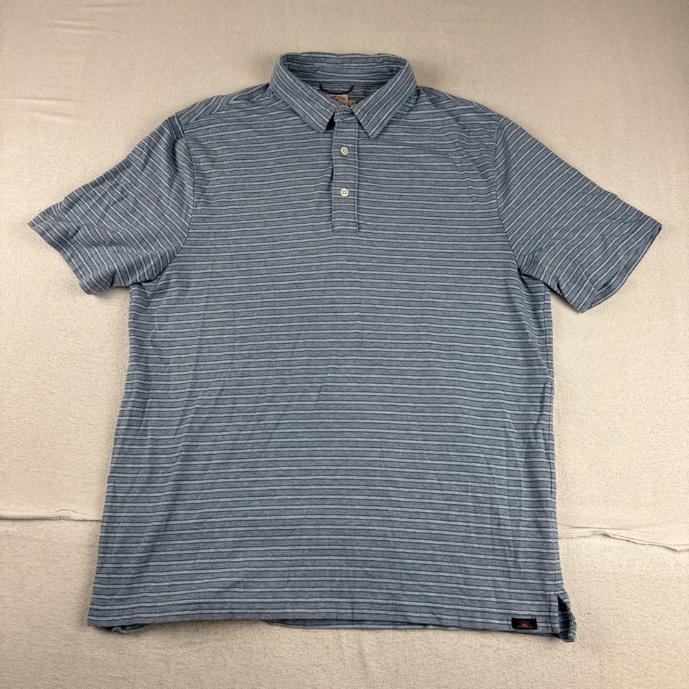 Faherty Mens Blue Striped Polo Short Sleeve Shirt Large(tag) Fits M Soft Preppy